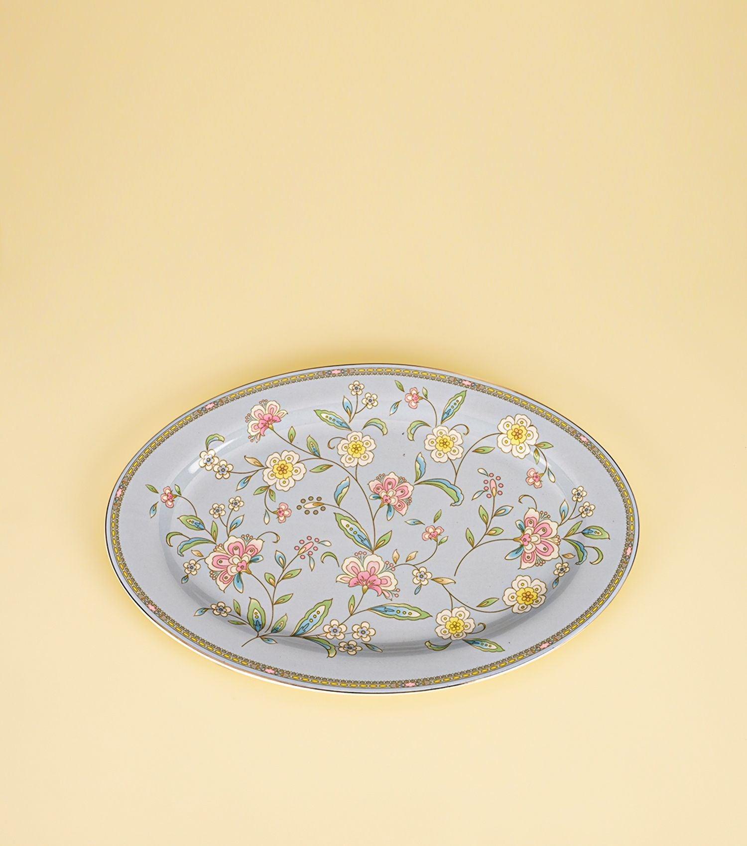 Bloom Blue Oval Platter - Elvy Lifestyle