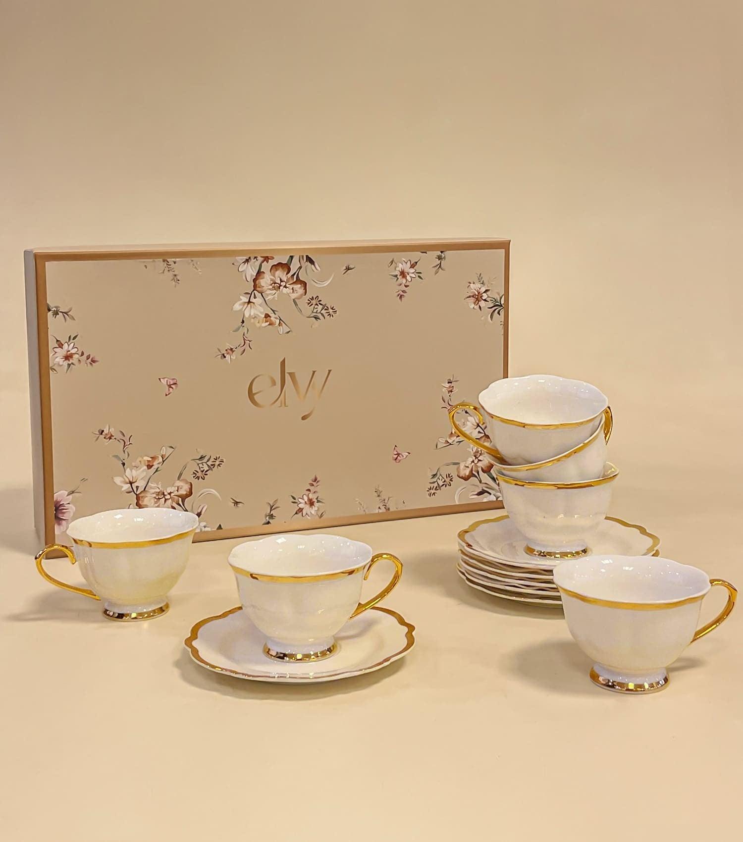 Pristine Tea Cup & Saucer set of 12 - Elvy Lifestyle