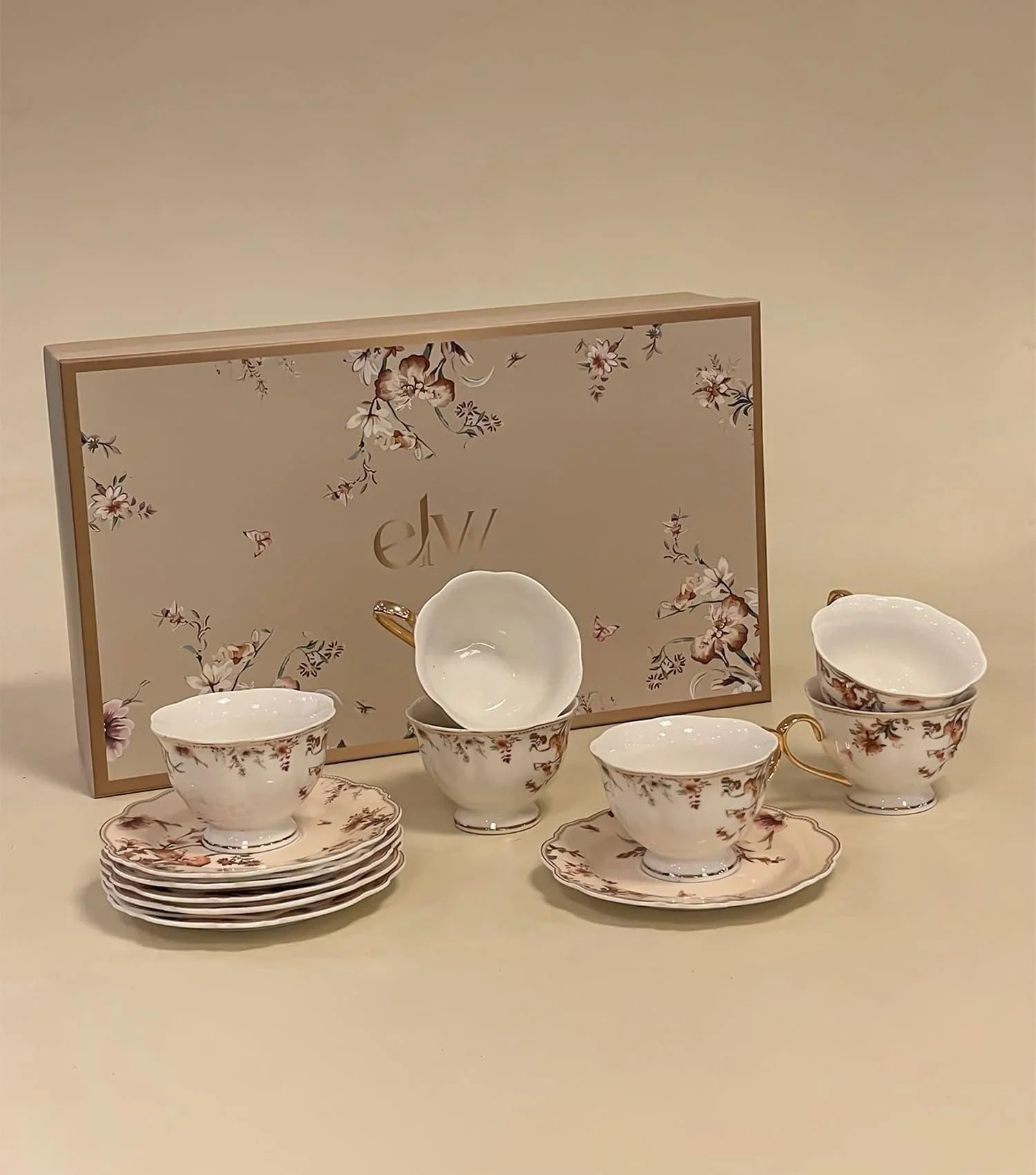 Jardin Tea Cup & Saucer set of 12 - Elvy Lifestyle