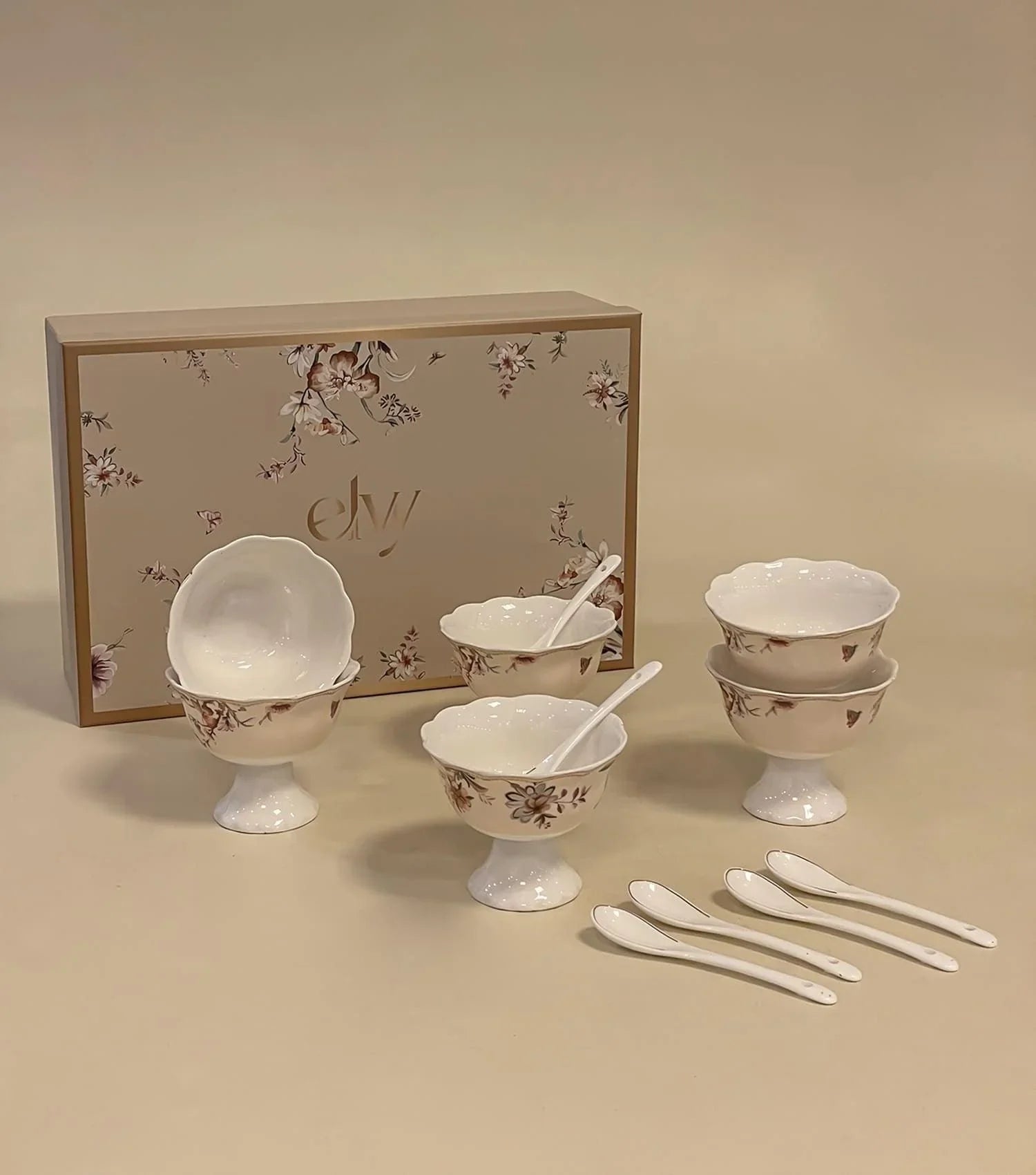 Jardin Ice-Cream Cups with spoons set of 6 - Elvy Lifestyle