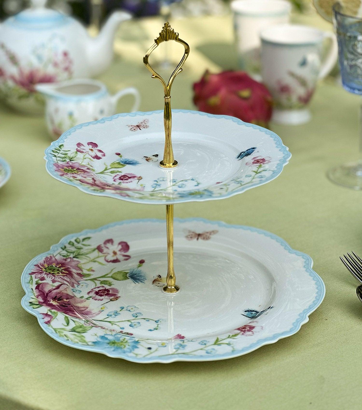 Floral Two Tier Stand - Elvy Lifestyle