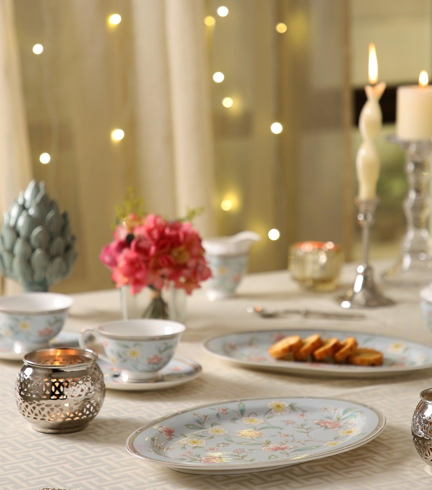 Bloom Blue Oval Platter - Elvy Lifestyle