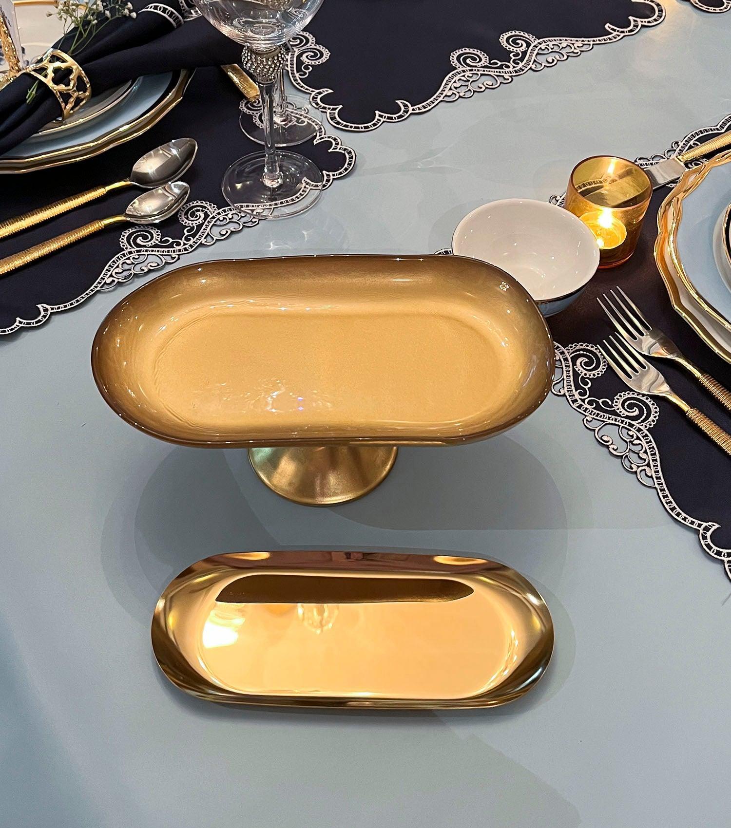 Atlas Cake Plate Gold - Elvy Lifestyle