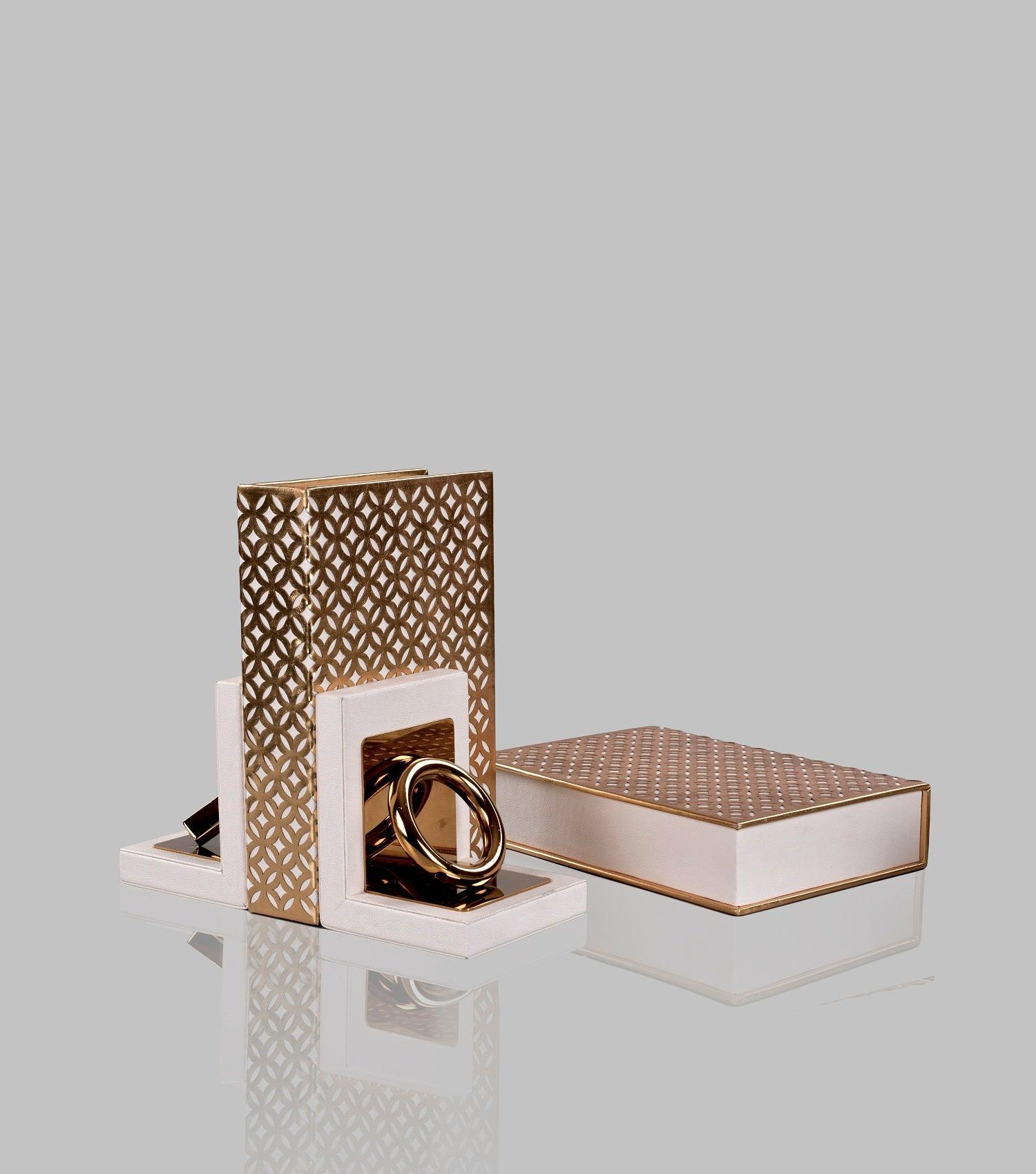 Fretwork book cover white and gold - Elvy Lifestyle
