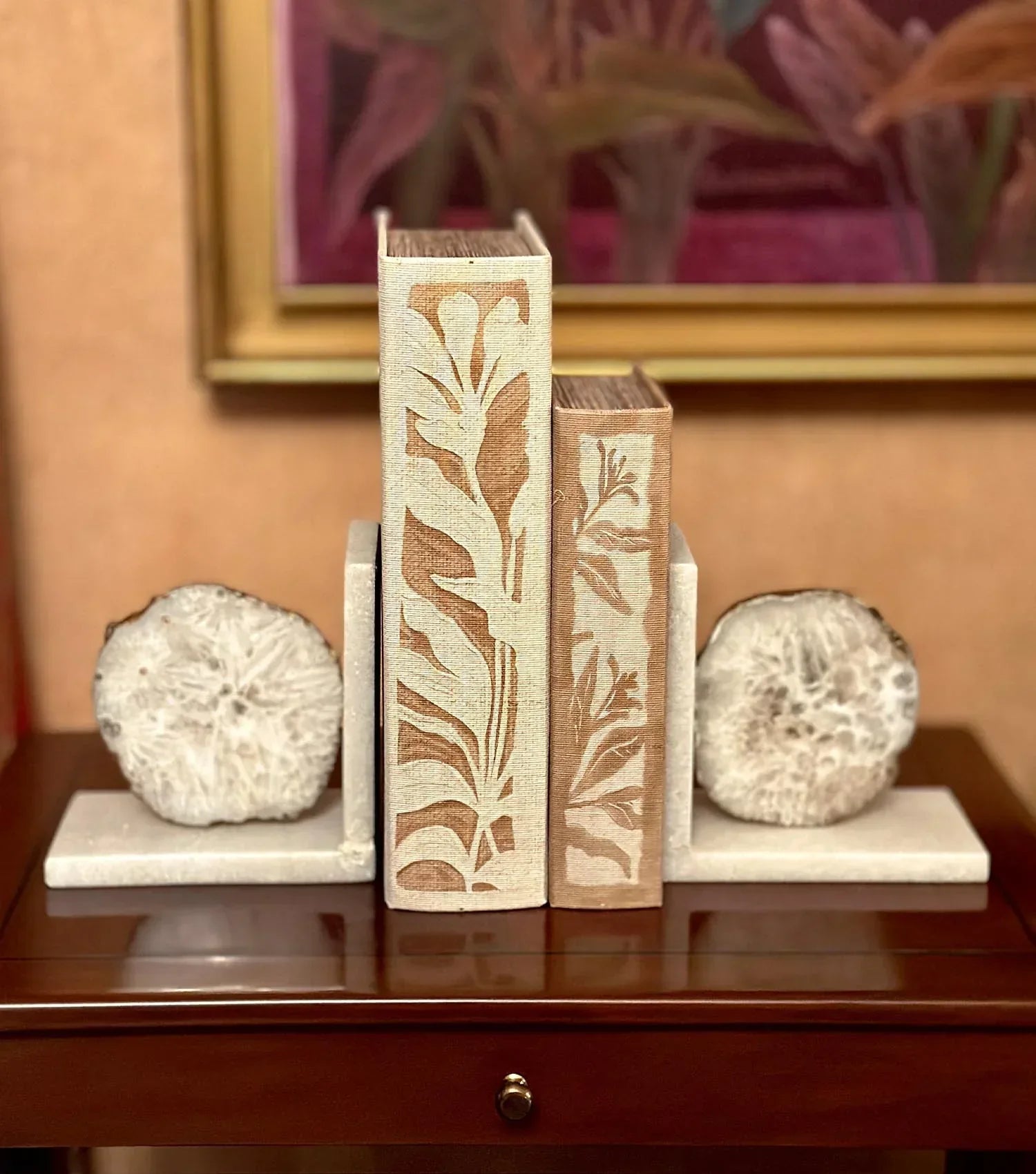 White Agate Bookends S/2