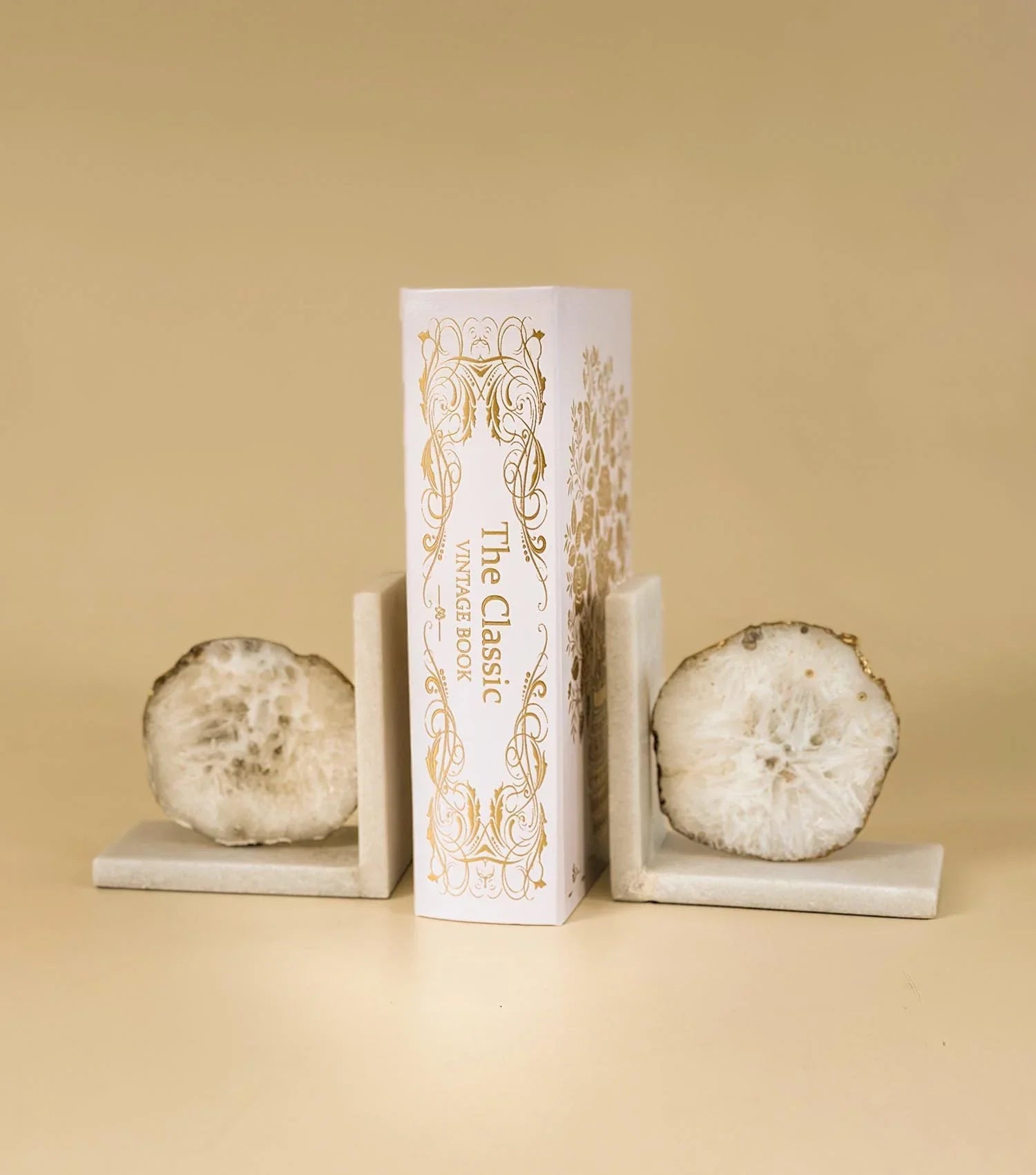 White Agate Bookends S/2