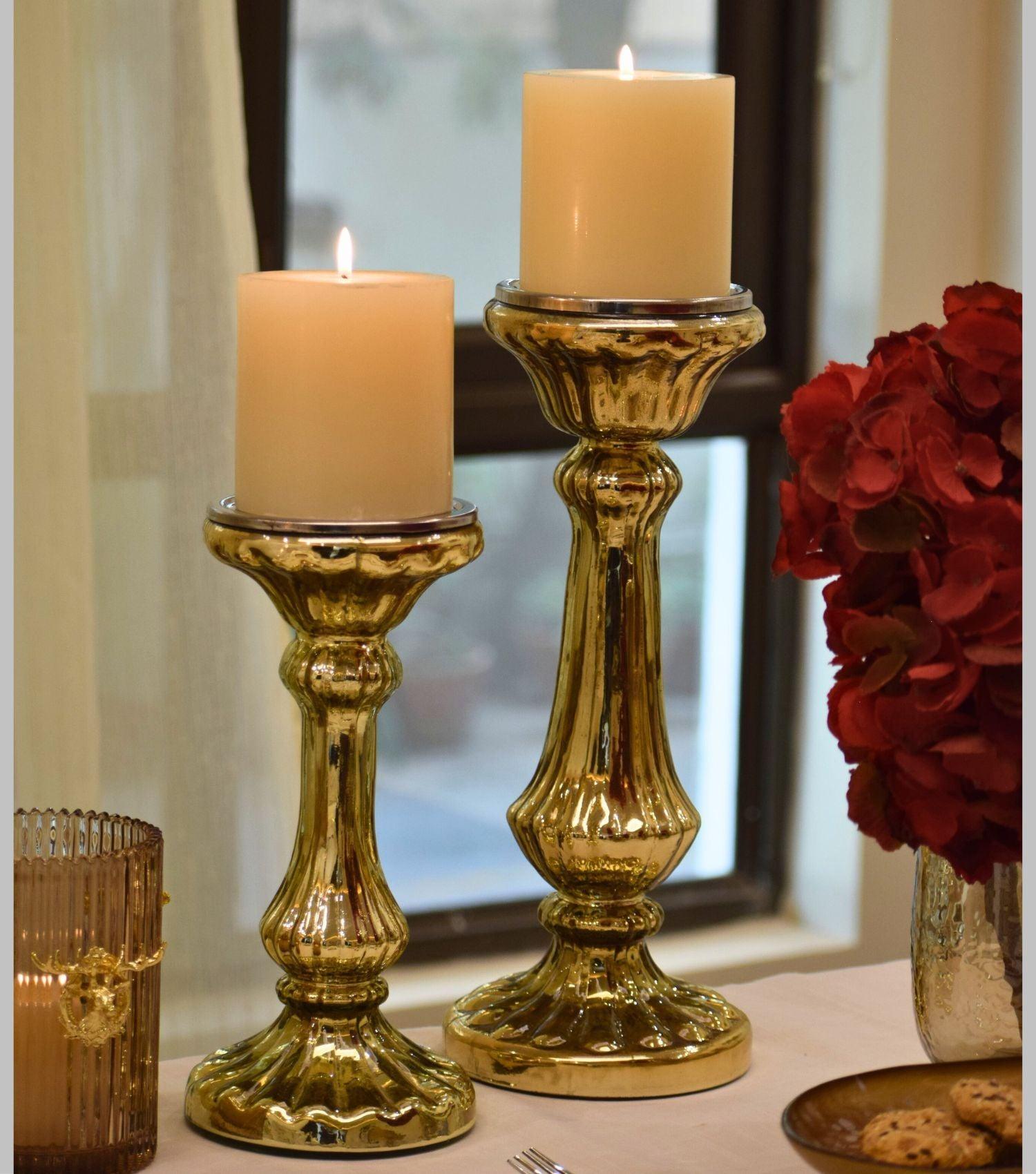 Mercerized Candle stand Gold - Elvy Lifestyle