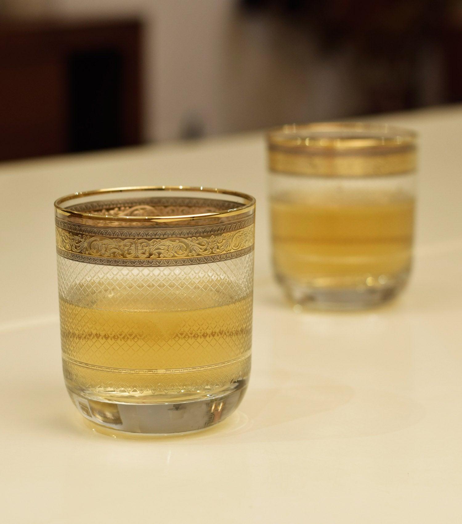Crystal Whisky Glasses Gold/Pltm Set of 6 - Elvy Lifestyle