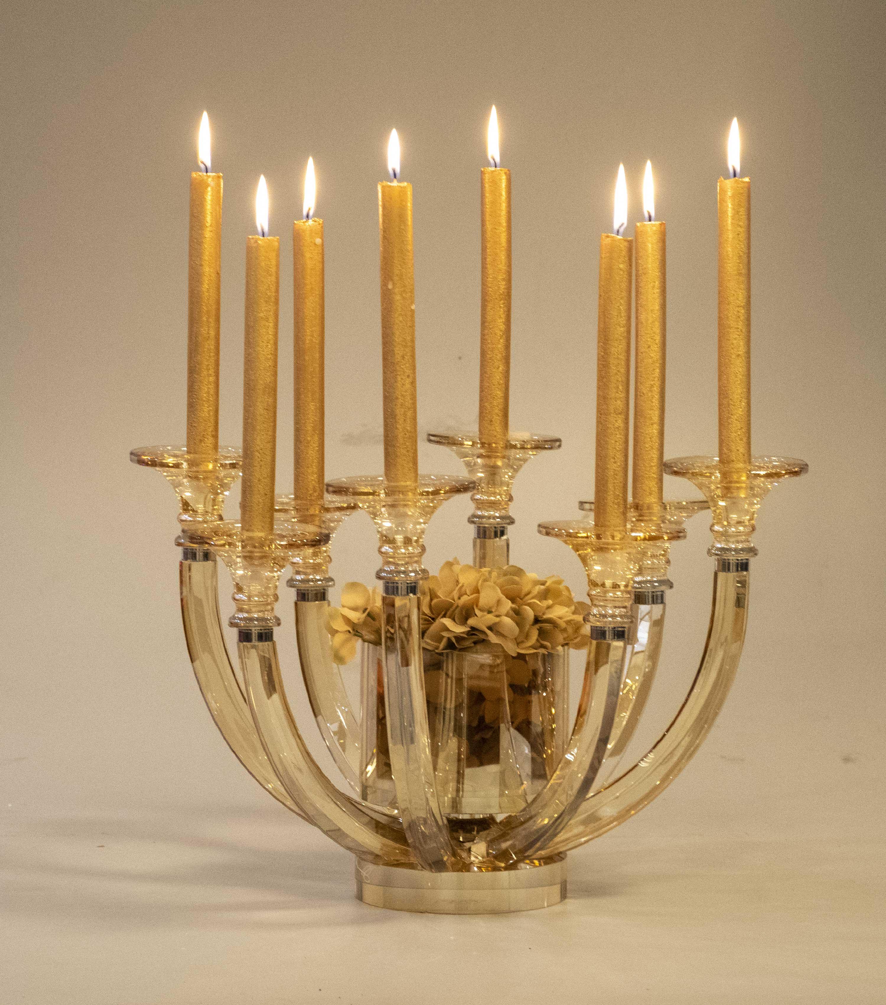 Crystal Candle Holder and Vase - Amber - Elvy Lifestyle