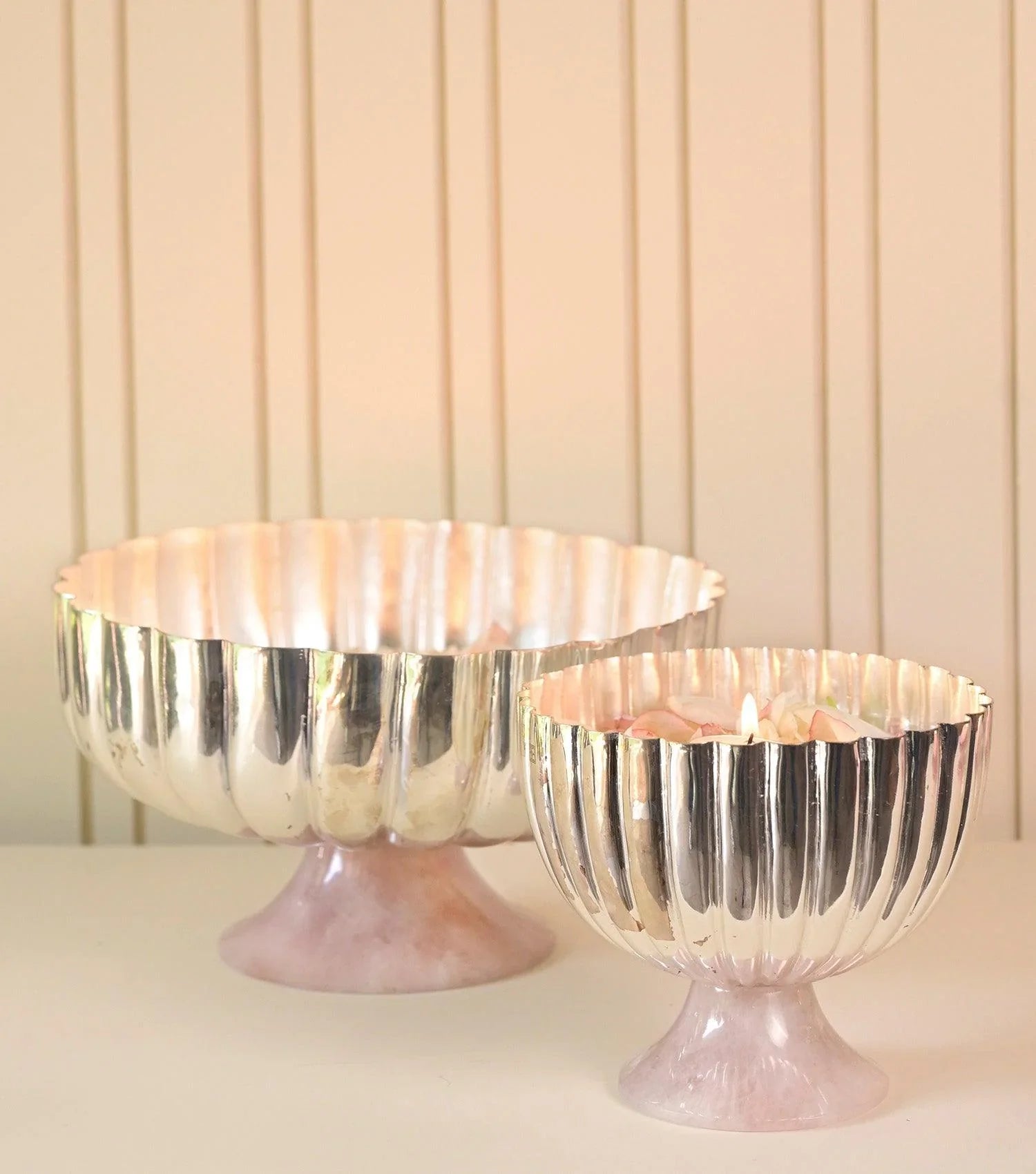 Galaxy Rose Quartz Silver Bowl Small - Elvy Lifestyle