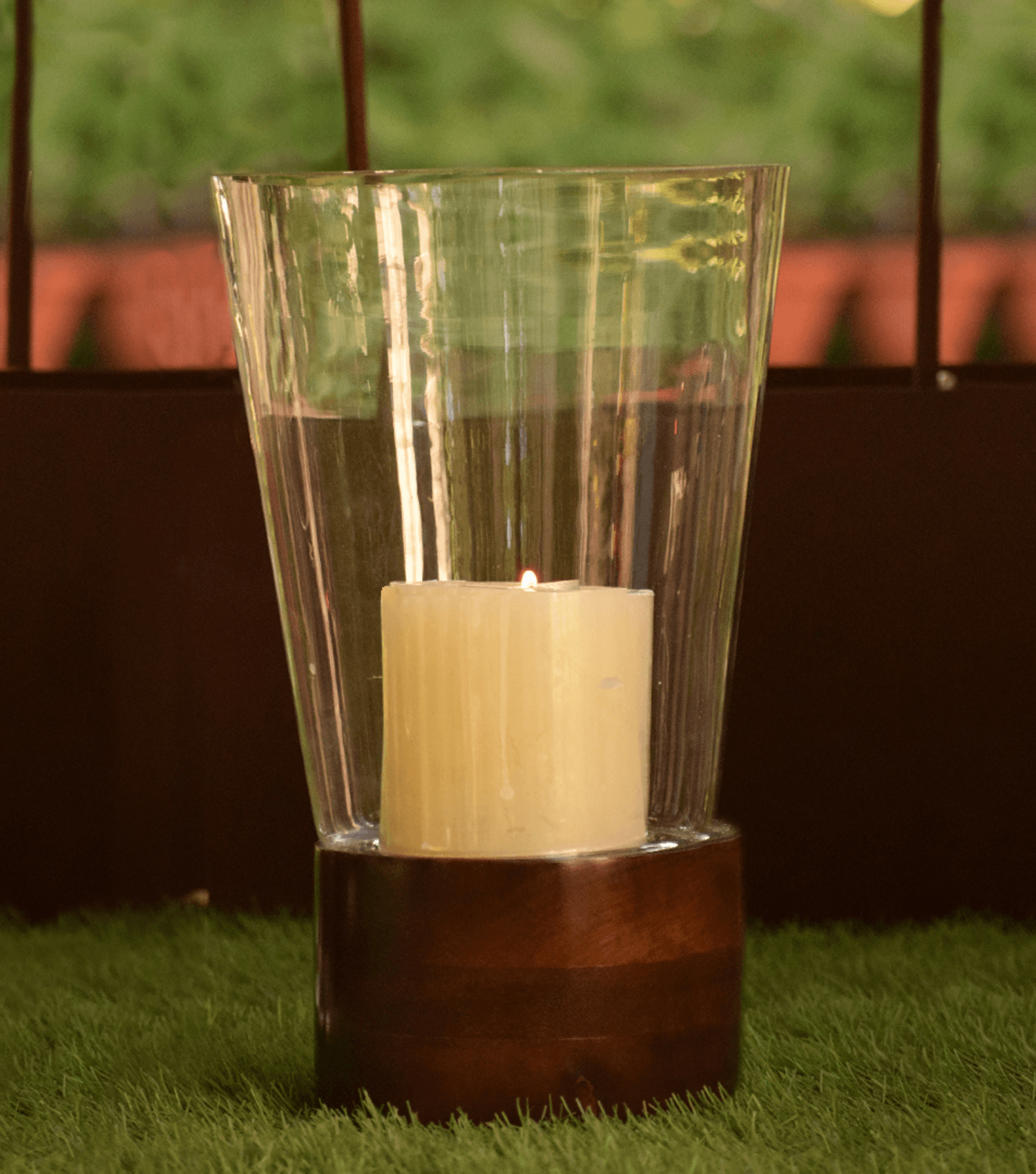 Walnut Table Hurricane - Elvy Lifestyle