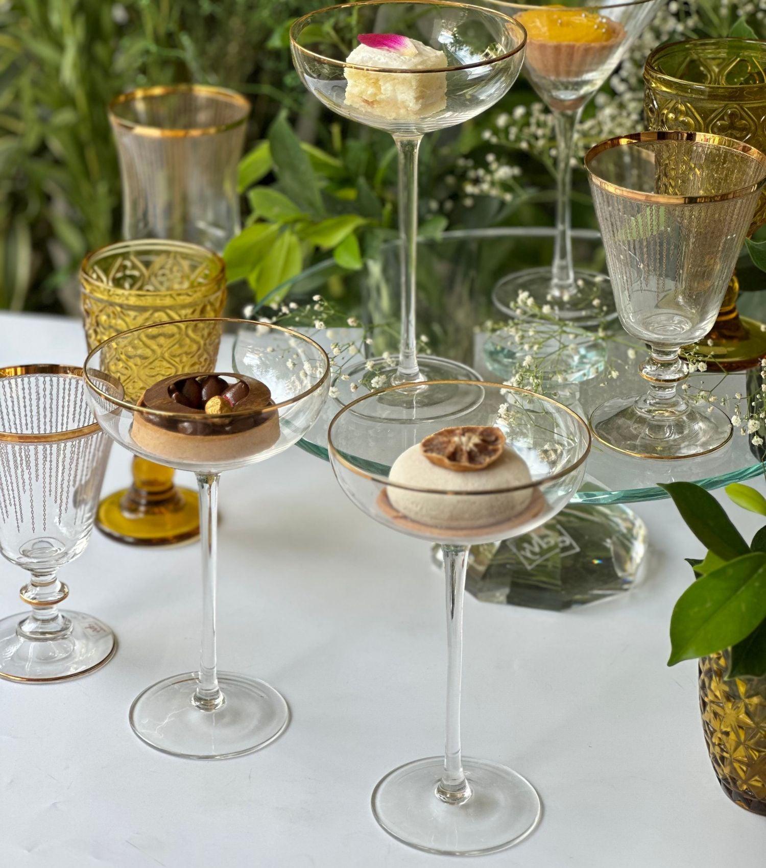 Ridge Craft coupe glass with gold rim - Elvy Lifestyle