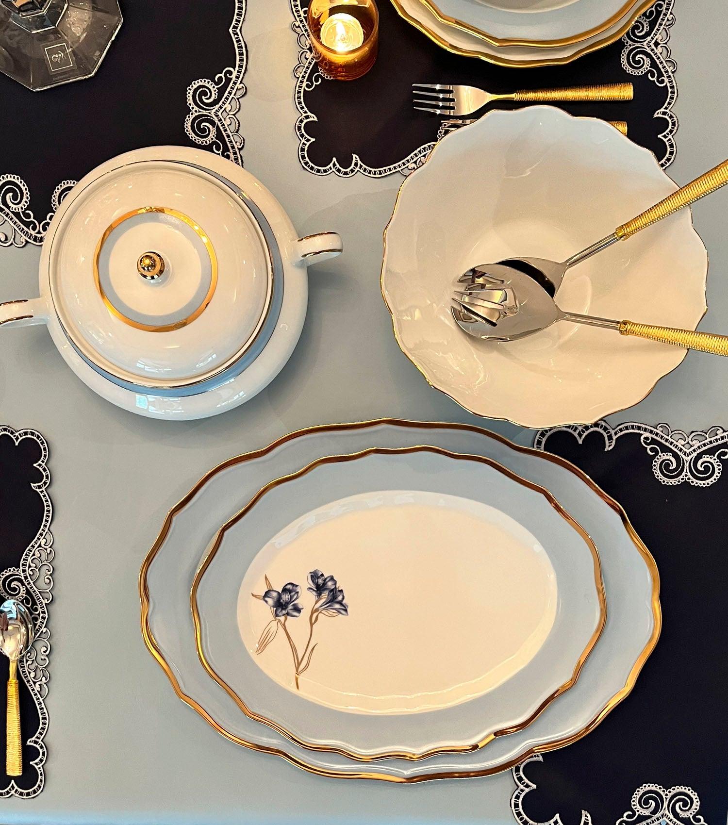 Lily of the Nile Dinner set of 22 - Elvy Lifestyle