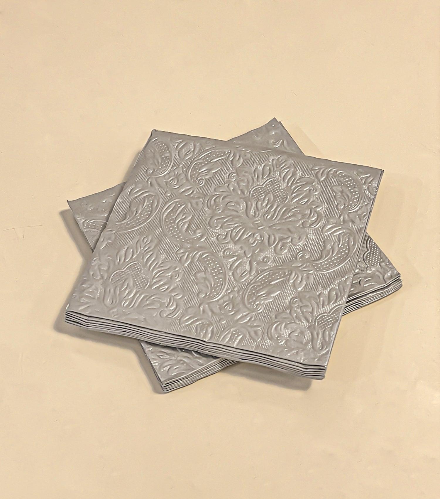 Moments Ornament paper napkins silver Large - Elvy Lifestyle