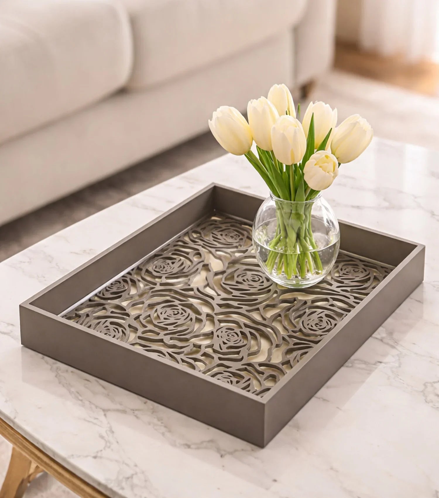 Rosette Tray - Taupe