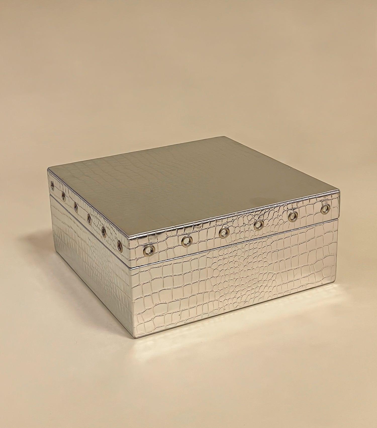 Square Storage Box Small Silver - Elvy Lifestyle