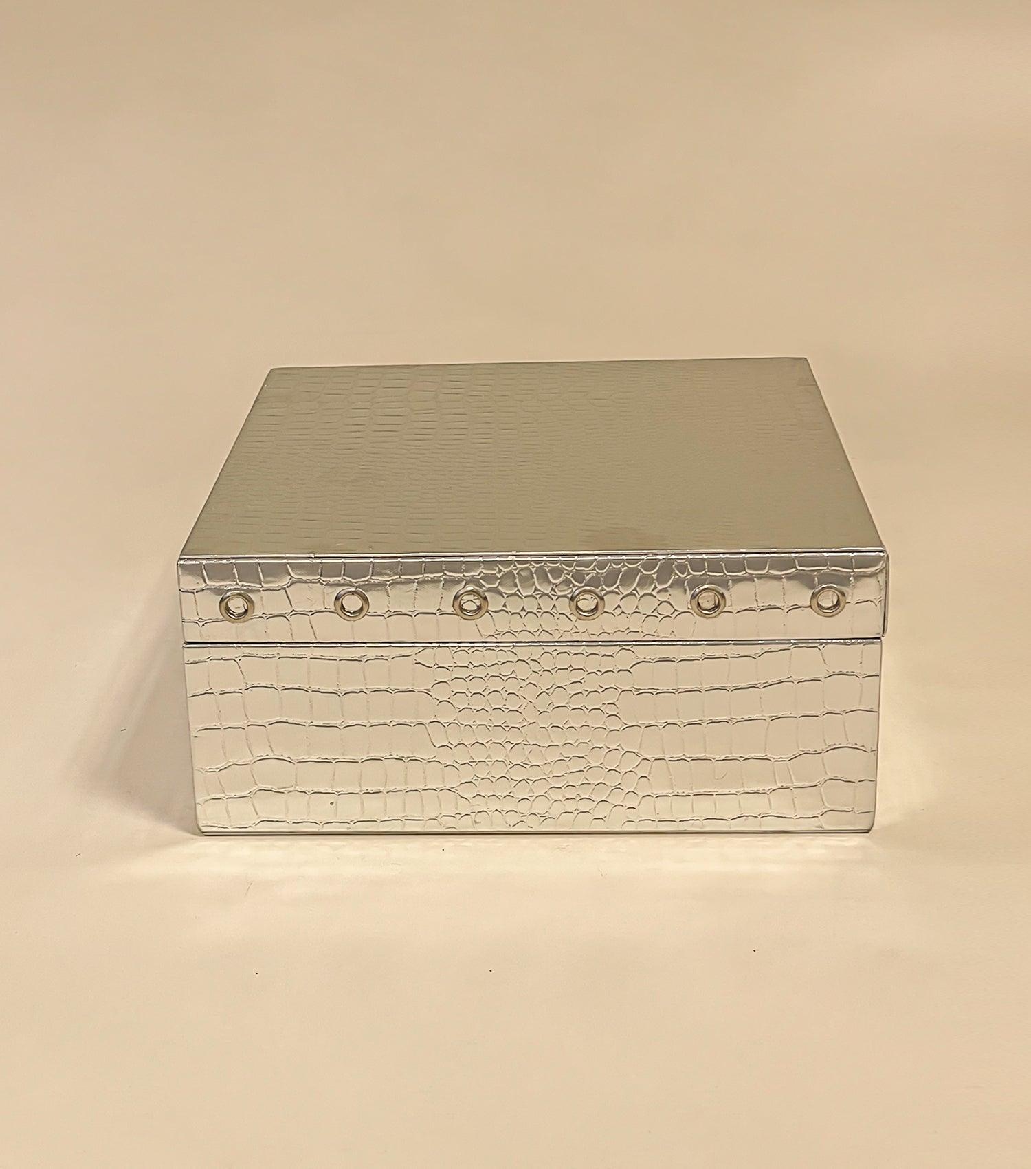 Square Storage Box Small Silver - Elvy Lifestyle