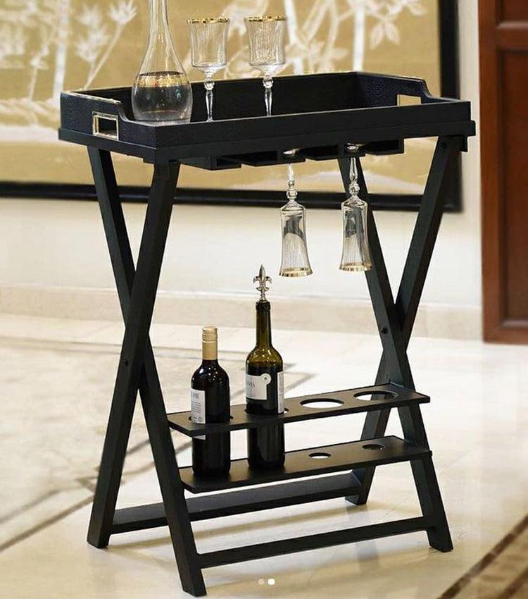 Butler Table With Gold Trims - Elvy Lifestyle