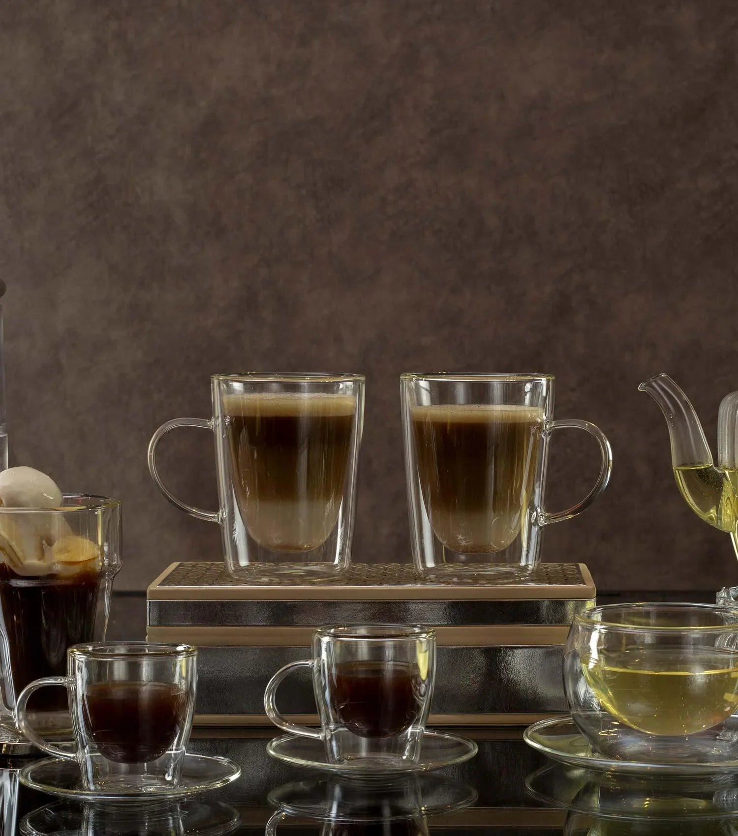 Double walled coffee mugs S/4 - Elvy Lifestyle