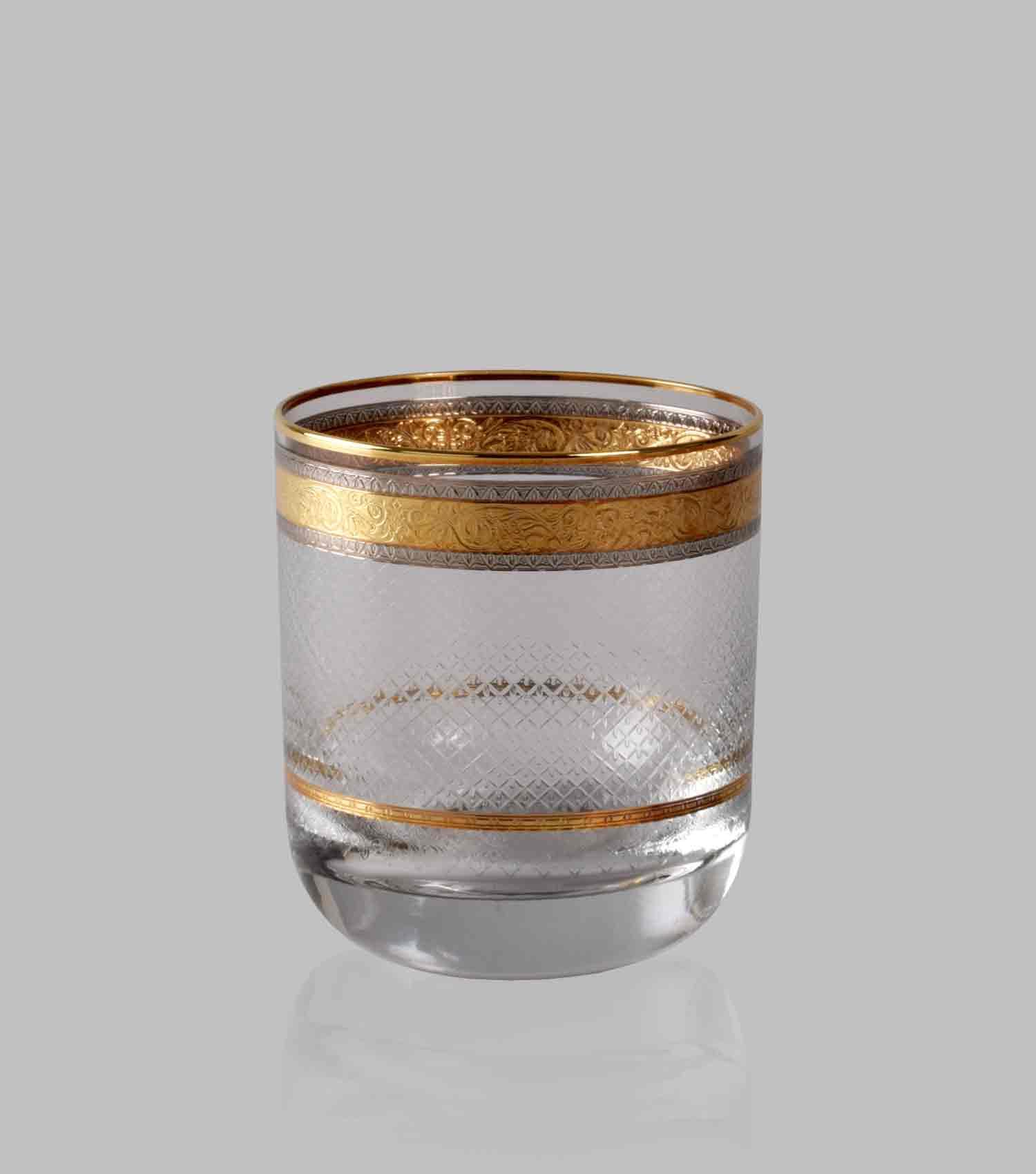 Crystal Whisky Glasses Gold/Pltm Set of 6 - Elvy Lifestyle