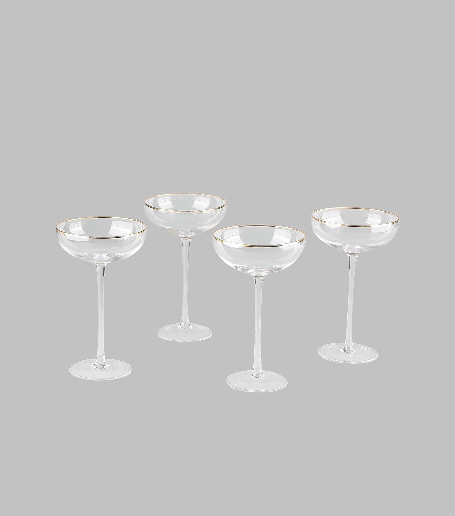 Ridge Craft coupe glass with gold rim - Elvy Lifestyle