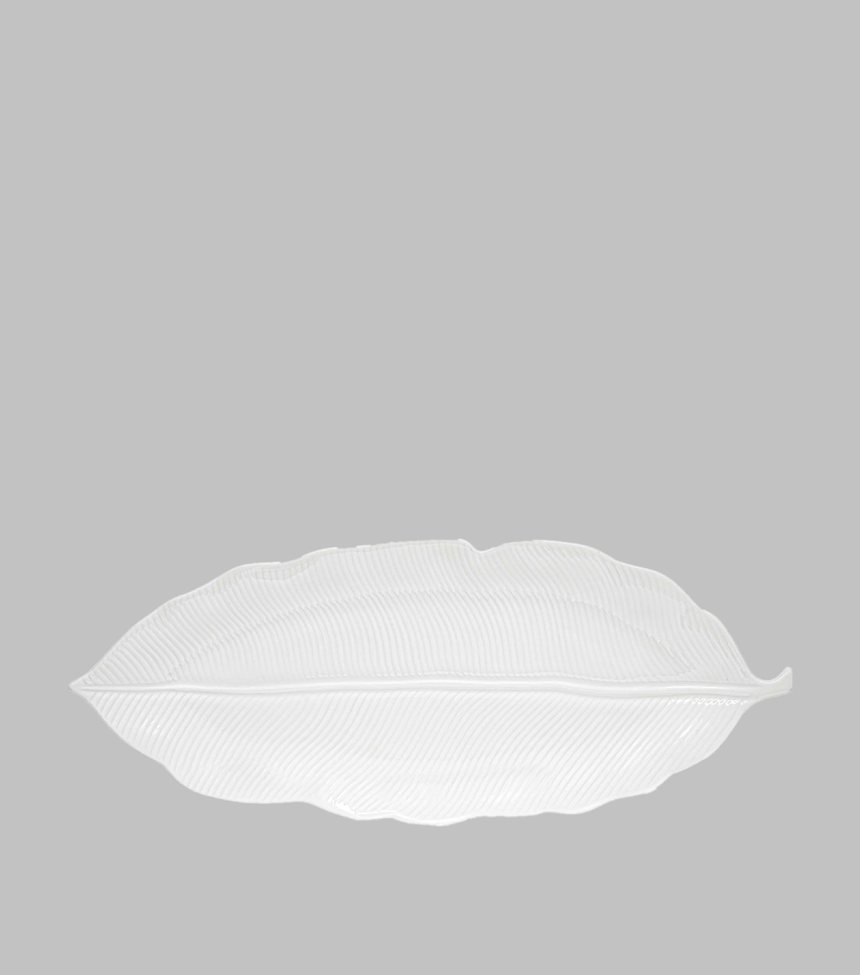 Tropical Leaf platter white - Elvy Lifestyle