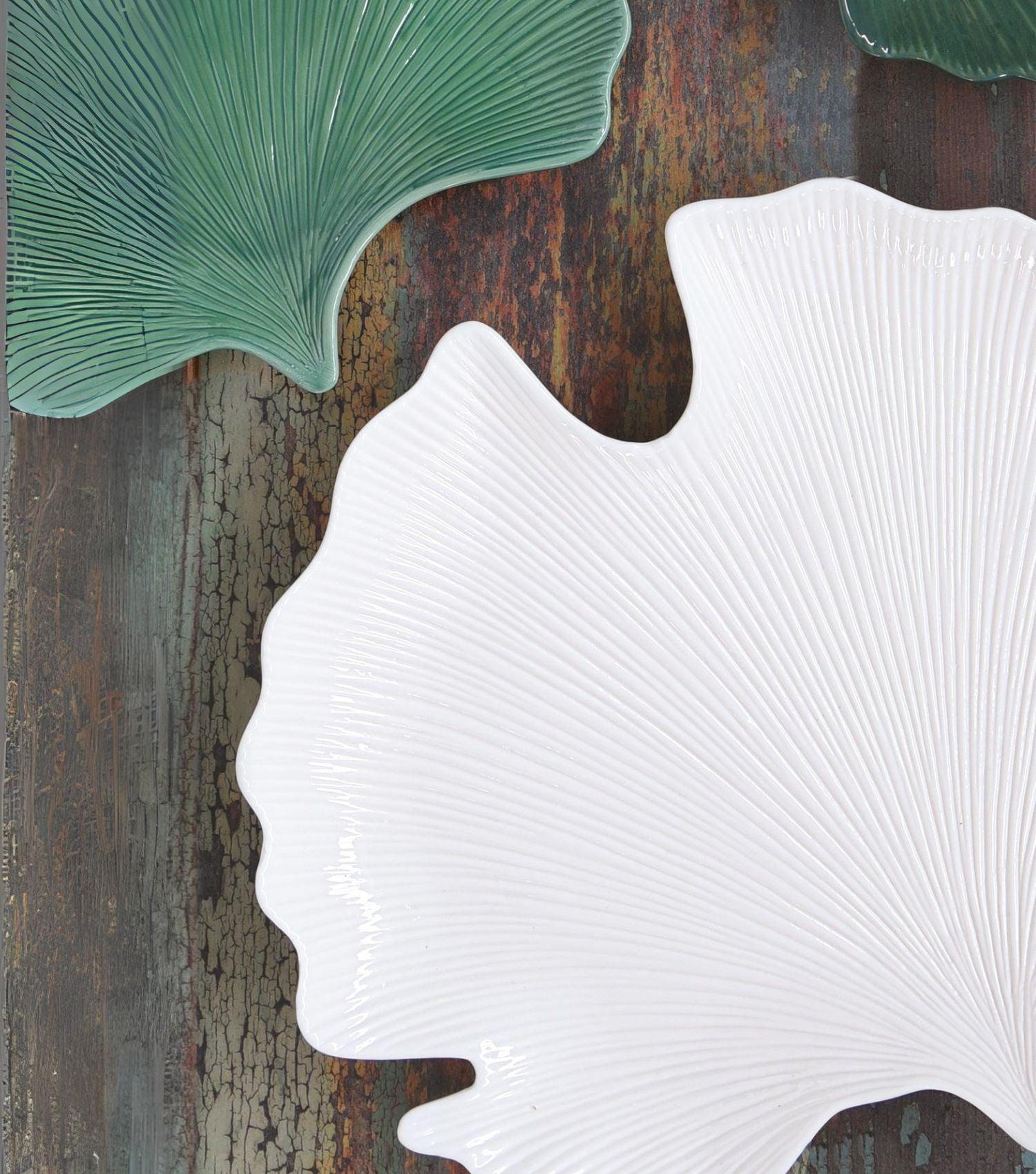 Ginko leaf platter white - Elvy Lifestyle