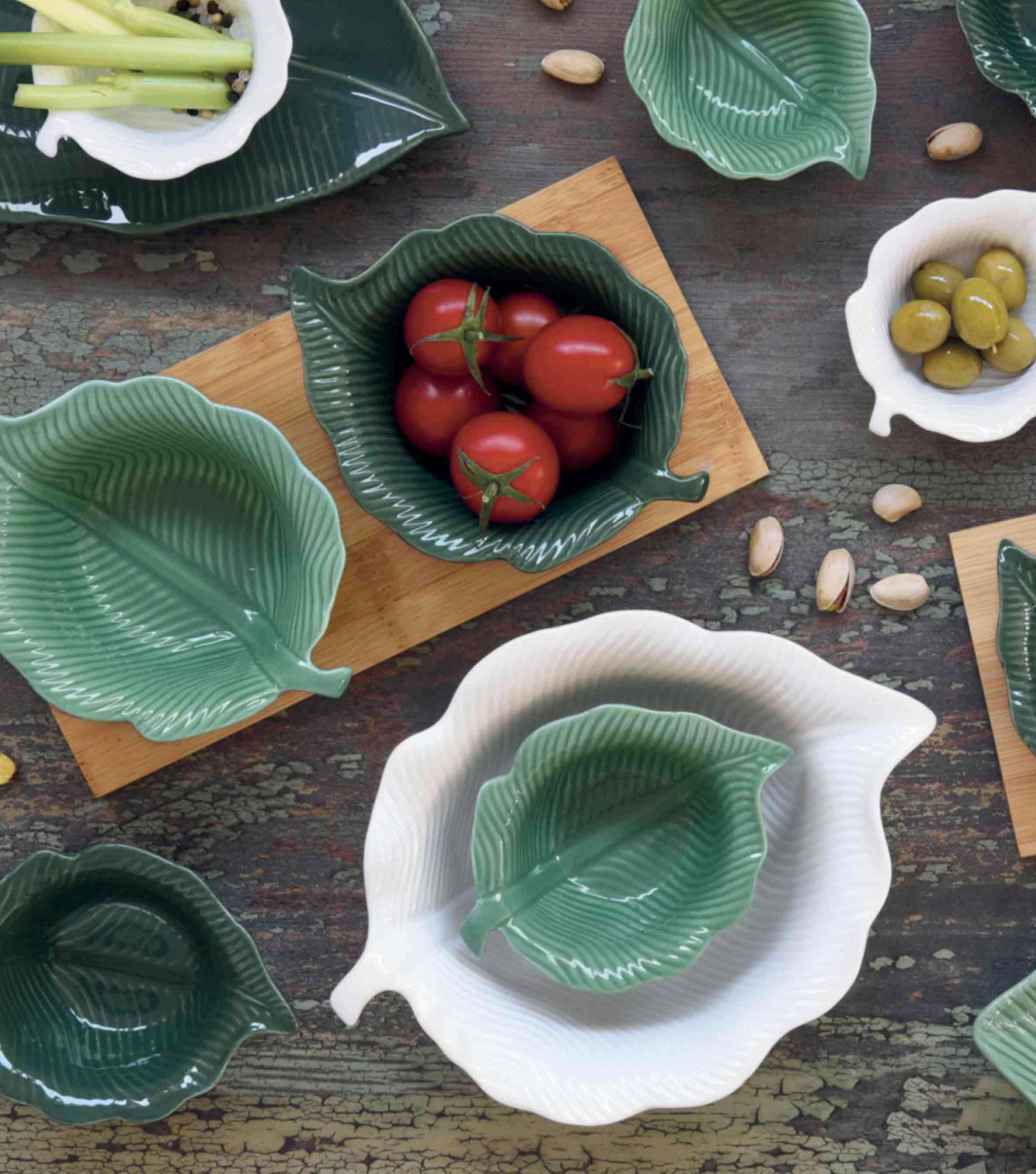 Tropical Leaf Bowl white - Elvy Lifestyle