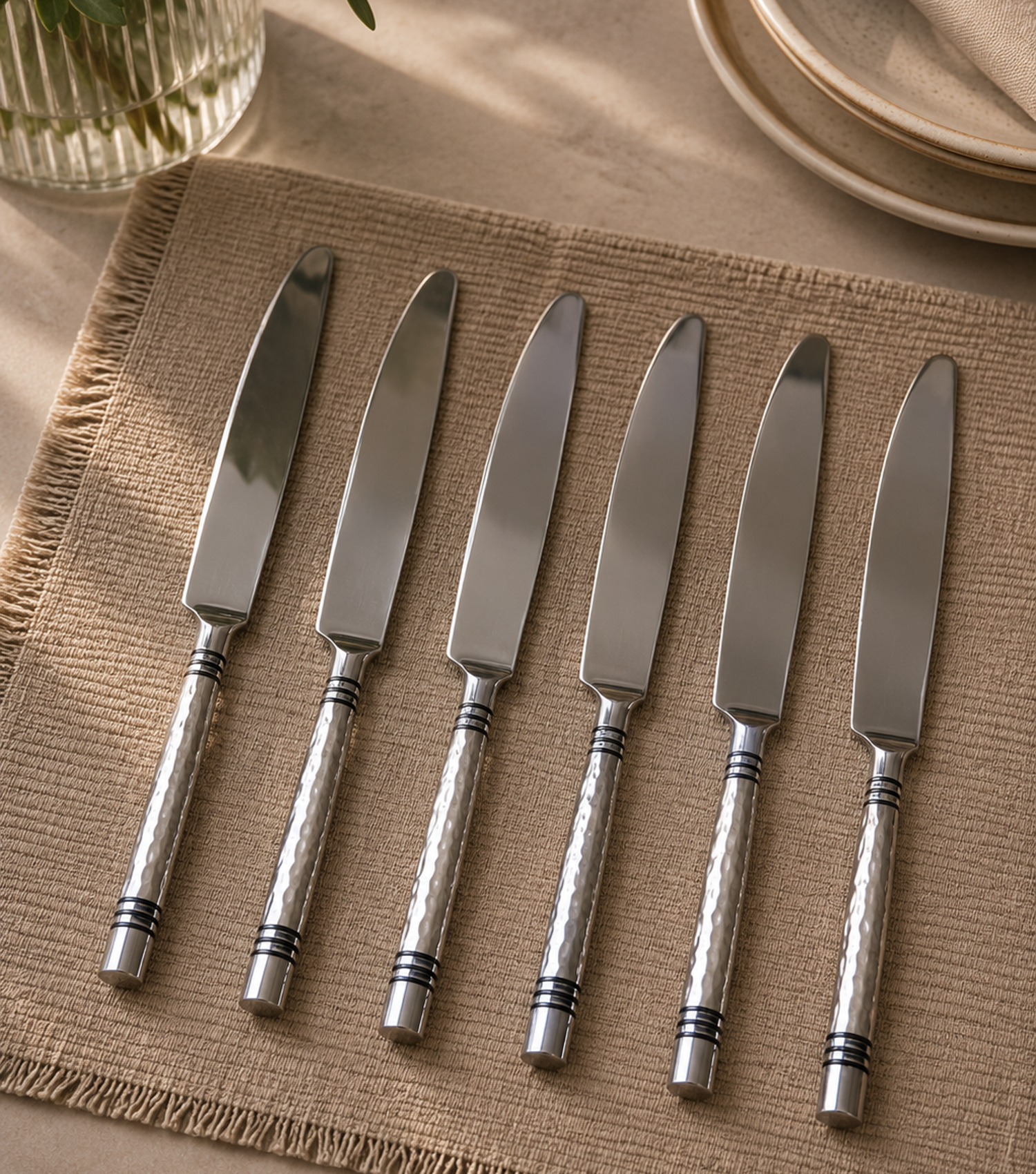 Hammered Texture Dinner Knives - Set of 6