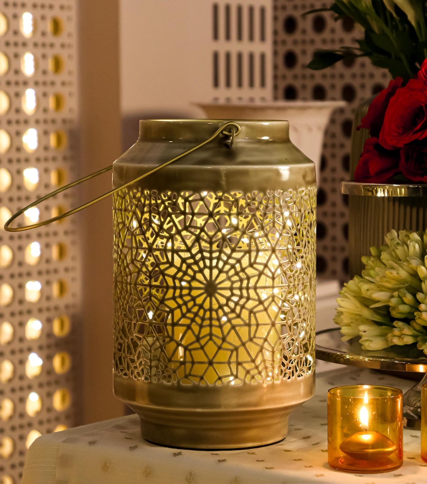 Opulence Fretwork Lantern - Elvy Lifestyle