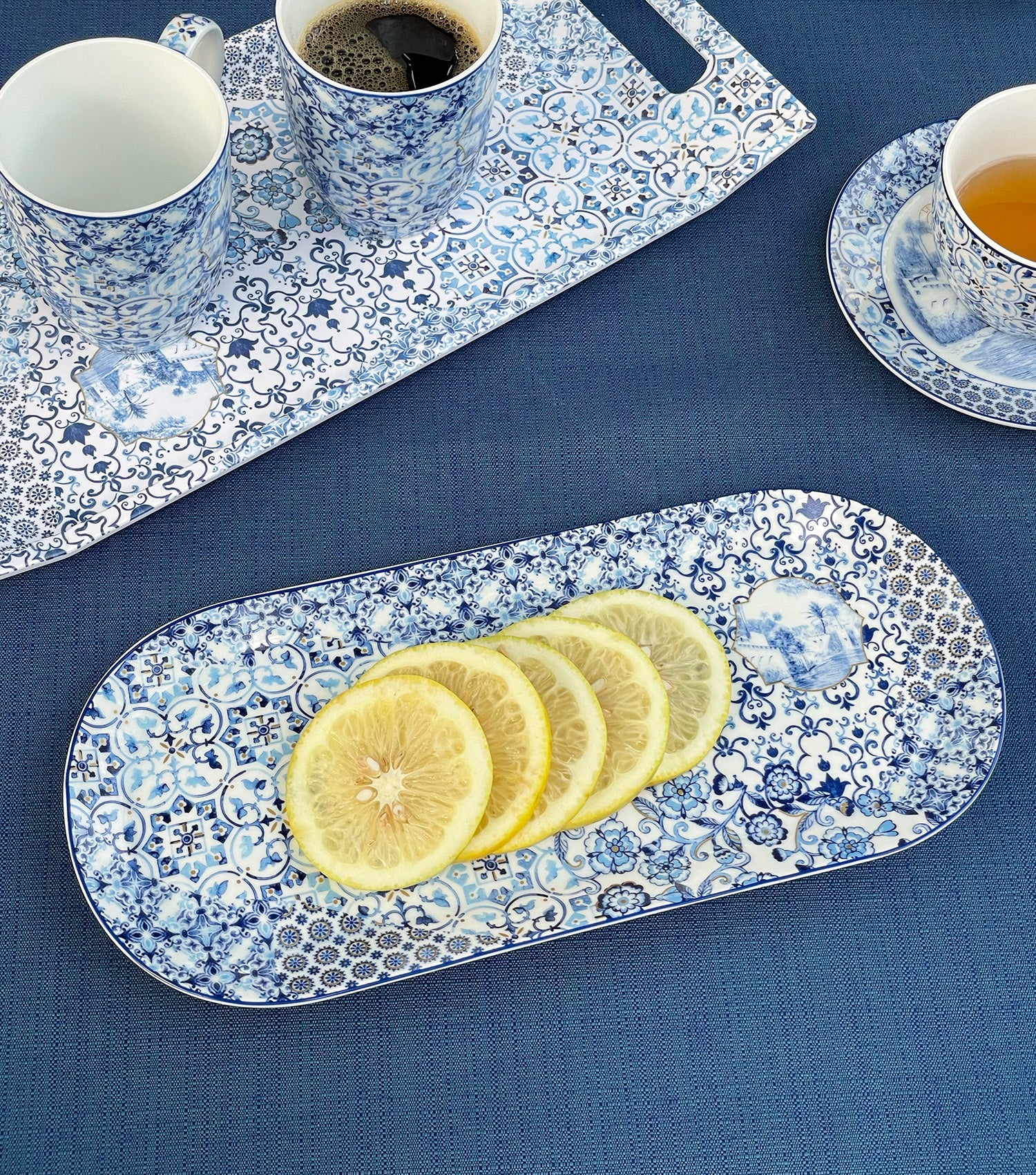 Indigo Oval Platter - Elvy Lifestyle