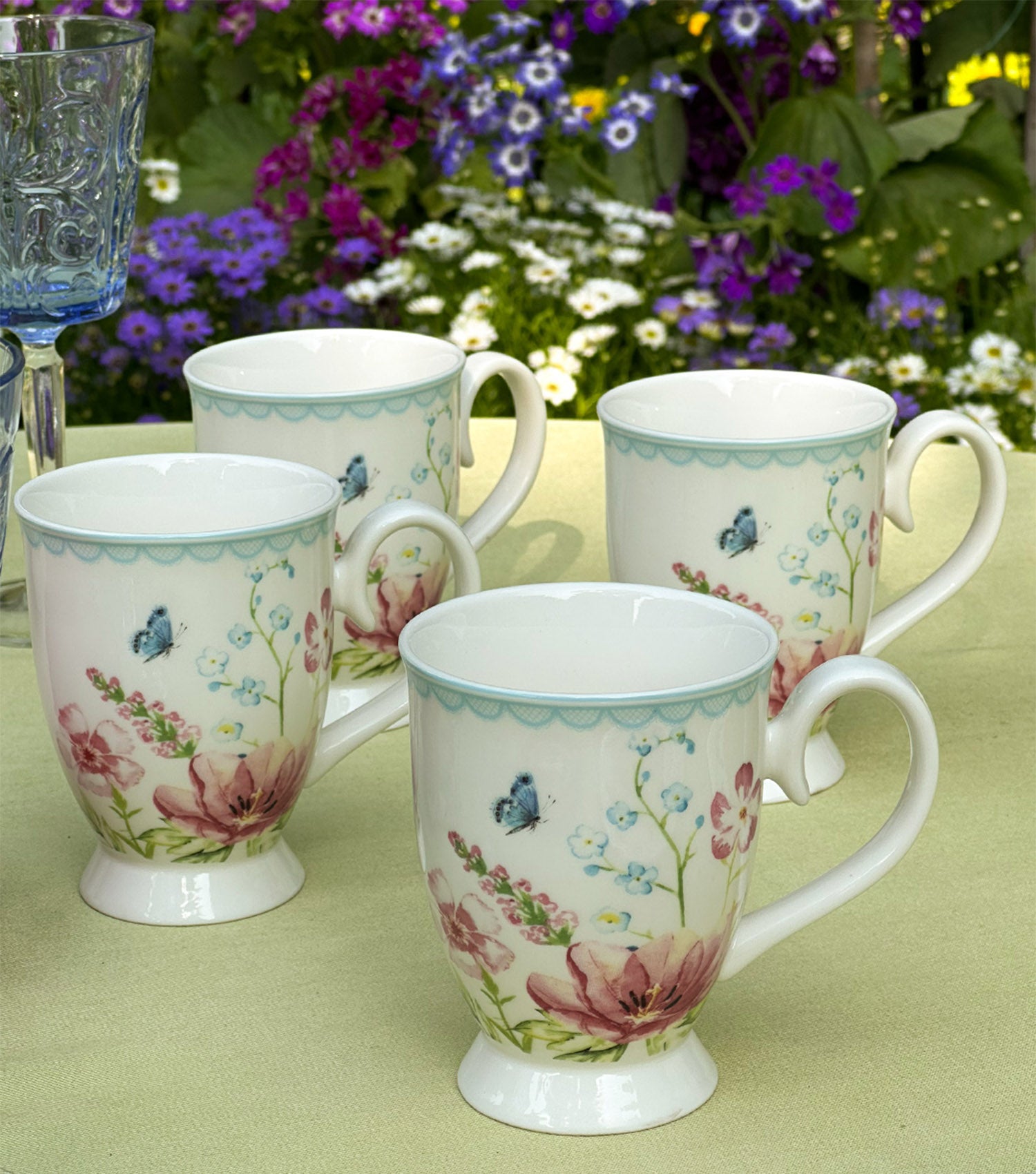 Floral Coffee Mugs Set of 4