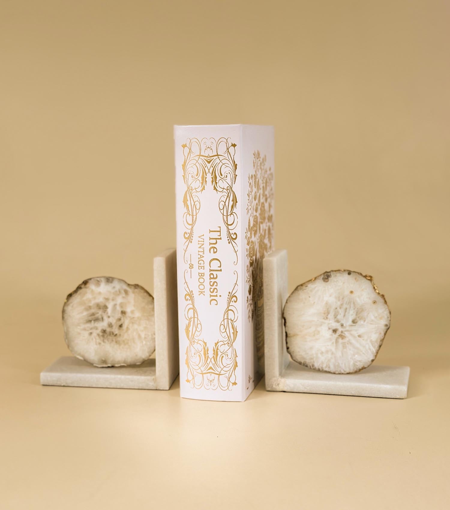 White Agate Bookends S/2