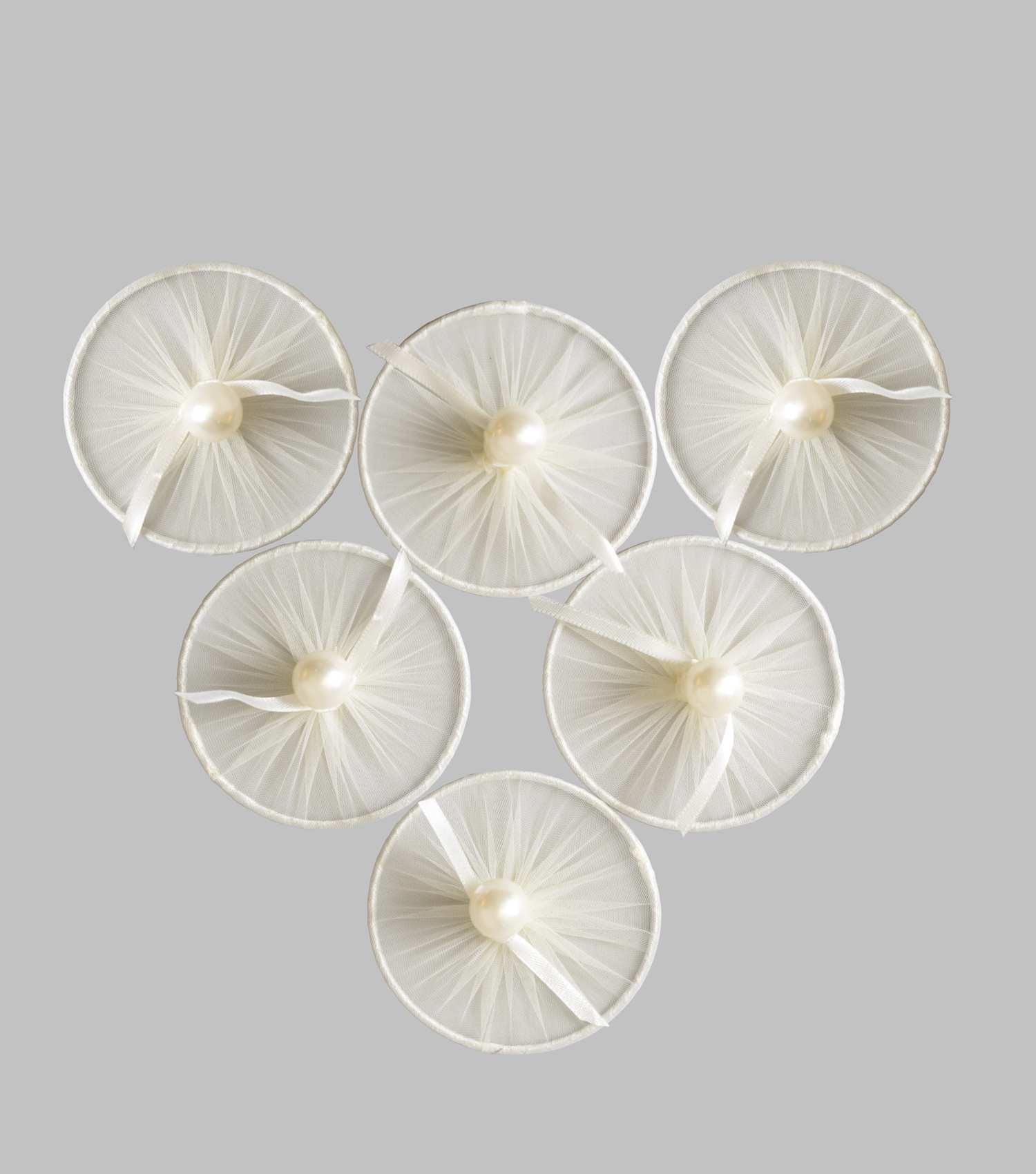 Auric glass covers with pearl beads - set of 6