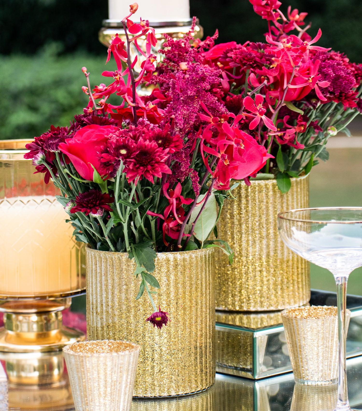 Golden Radiance Glass Vase - Elvy Lifestyle