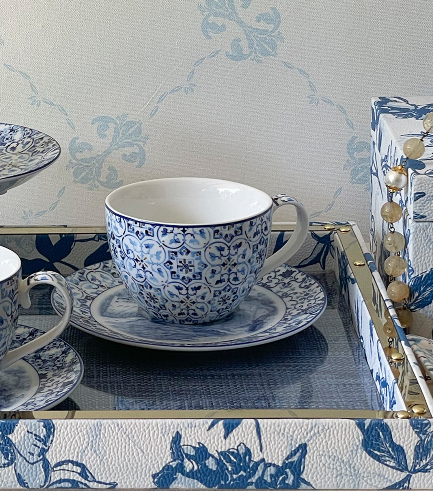 Indigo Cup and Saucer Set - Elvy Lifestyle