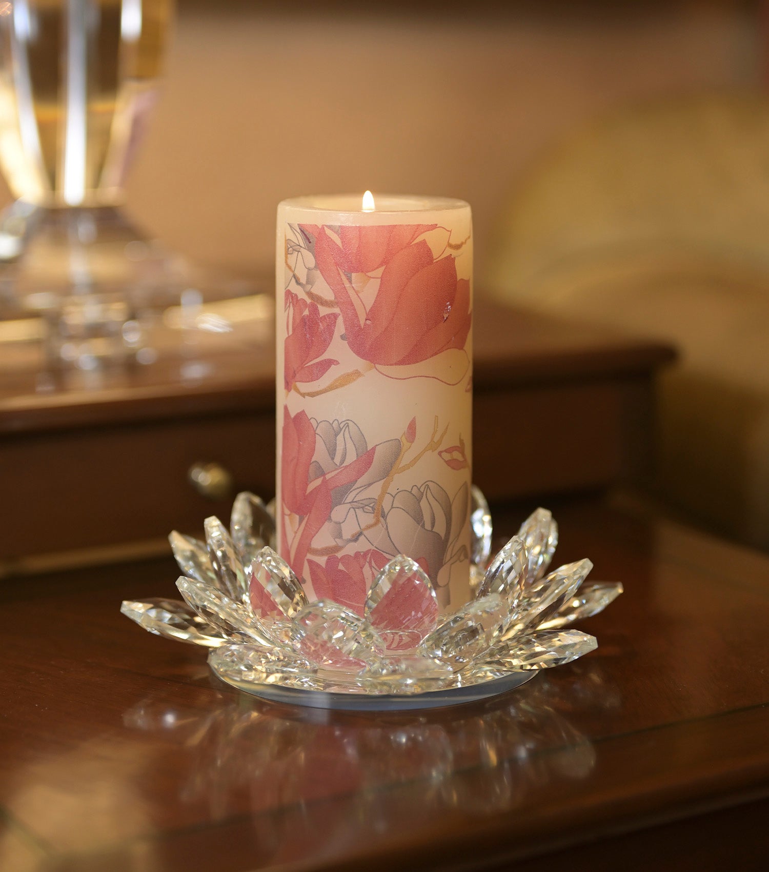 Lotus Crystal Candle Holder