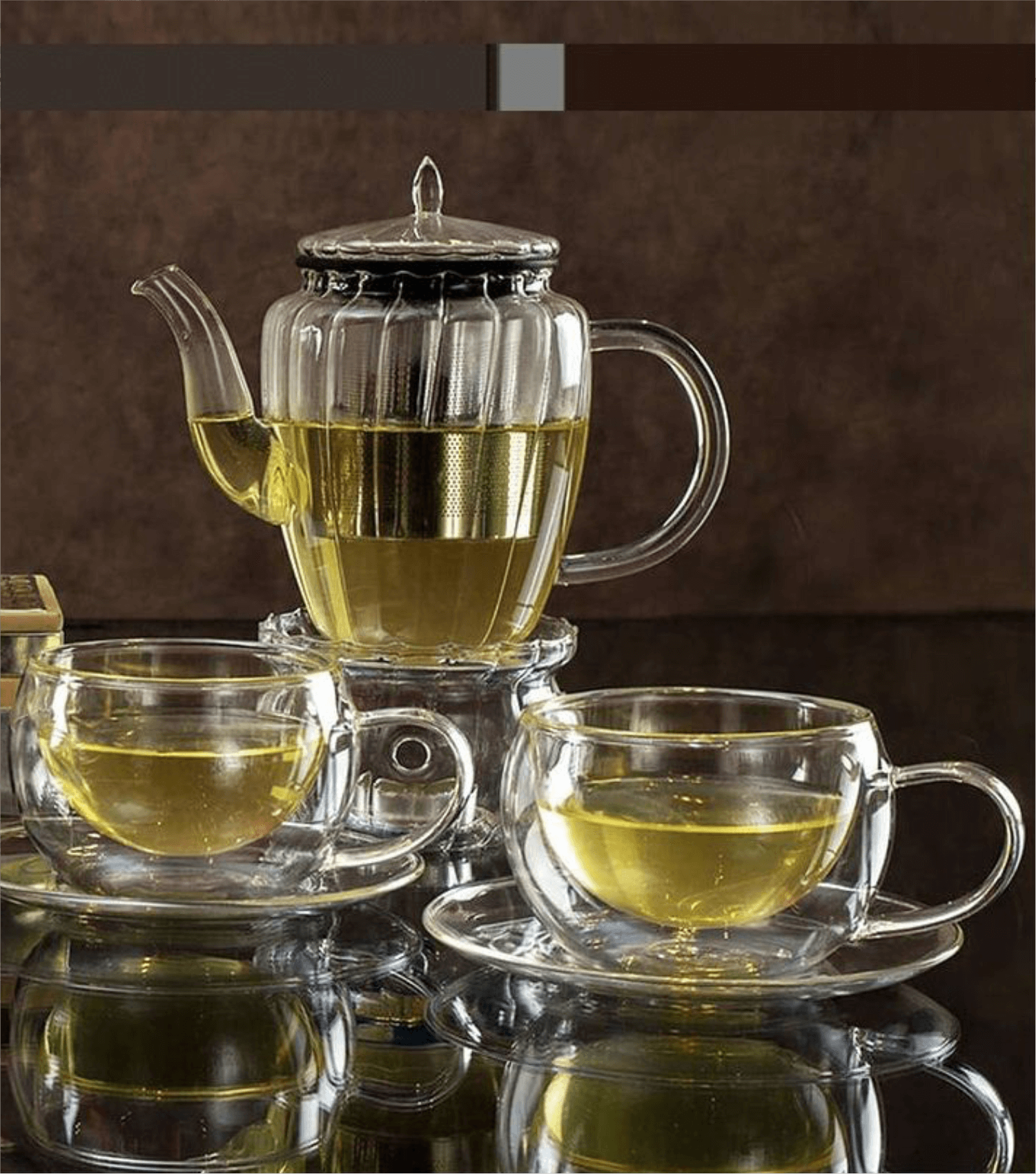 Double Walled Cup & Saucers Set of 4